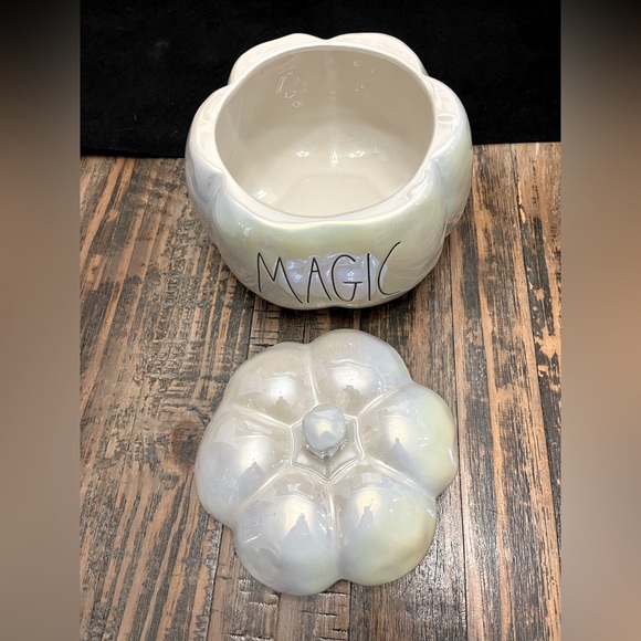 Rae Dunn Mother of Pearl “MAGIC” Pumpkin Canister - Picture 6 of 7